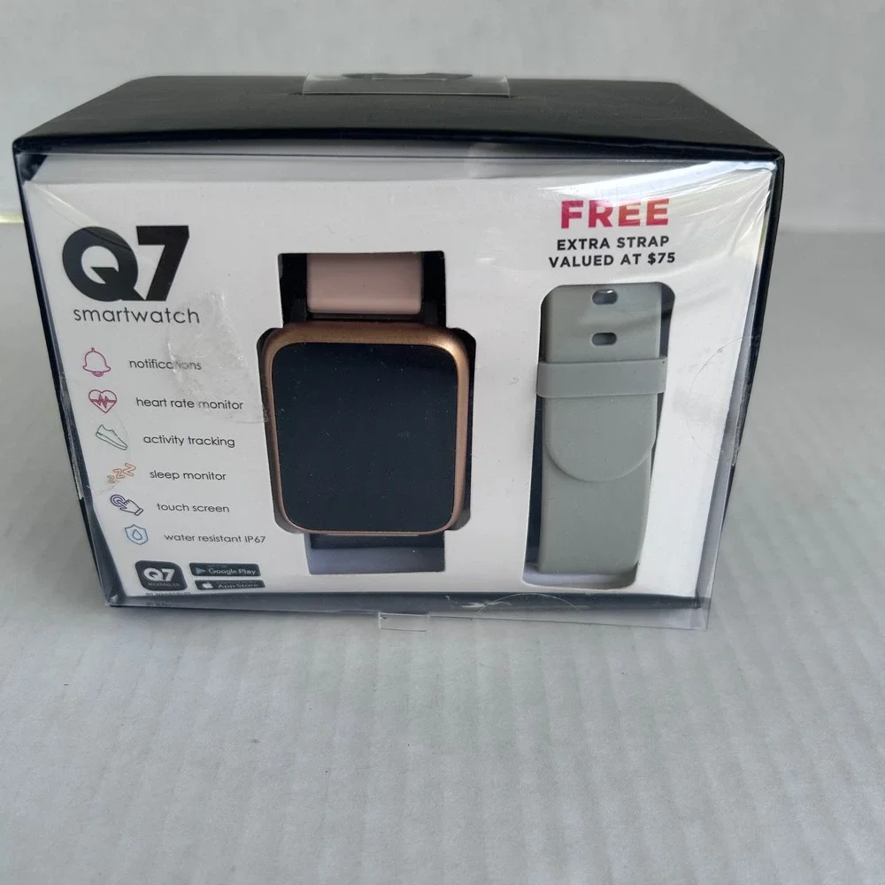 Q7 Smartwatch Rose Gold Blush Pink with Extra Grey Strap‎ 900006R-51-P04 NEW
